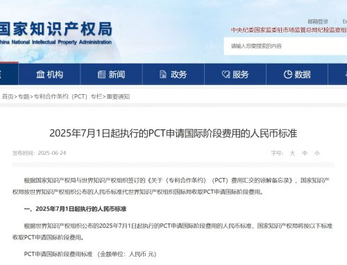 また上がった！PCTが国際段階の費用を申請2025年7月1日から新たな人民元基準を実行